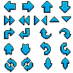 Illustration pixel art play and arrow Blue