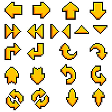 Illustration pixel art play and arrow Yellow