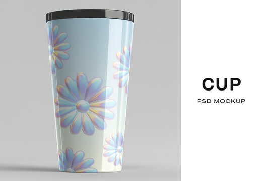 Floral Cup Mockup Design Psd