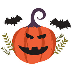 Pumpkin with bats halloween spooky festive decoration art