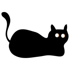 Black cat lying down silhouette halloween spooky art