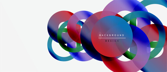 Abstract colorful circles overlap, creating dynamic visual effect. Modern design elements suggest innovation, energy.