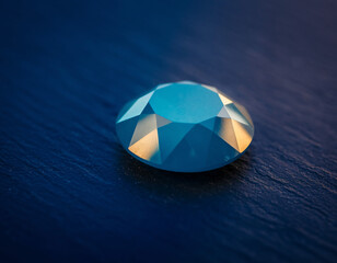 Close-up of Blue Topaz Gemstone on Dark Surface