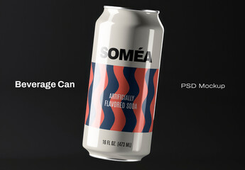 Sleek Soda Can Mockup Design Psd