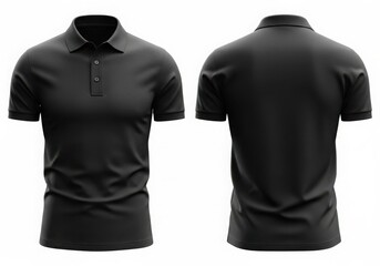 Front and back view of a black men s short sleeve polo shirt