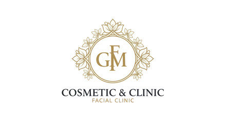 Elegant Cosmetic Clinic Logo with Floral Ornament and Lettermark.