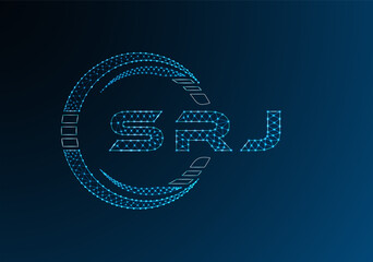 SRJ low poly letter logo vector design. SRJ lower poly logo design. Low poly logo.