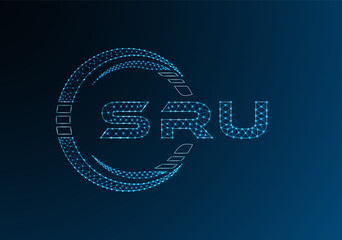 SRU low poly letter logo vector design. SRU lower poly logo design. Low poly logo.