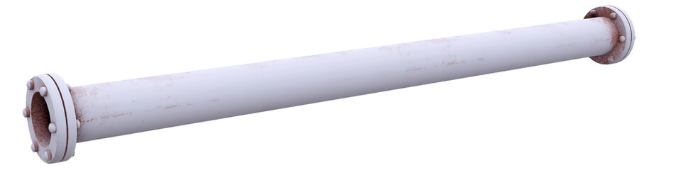 3d render of a straight flanged steel pipe section, engineering asset.