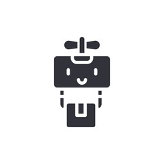 Friendly Box Robot with Wind Up Key Flat Icon Design