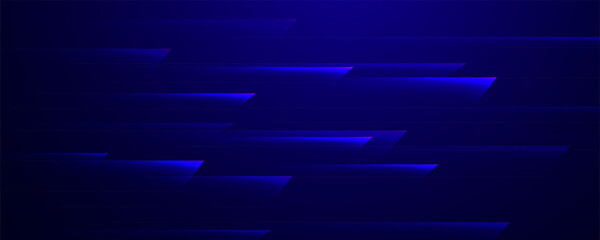Abstract dark blue background with dynamic glowing parallelogram light shapes