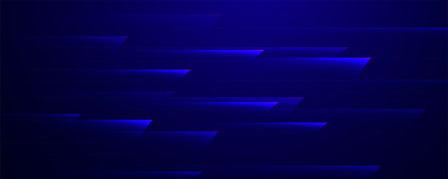 Abstract dark blue background with dynamic glowing parallelogram light shapes