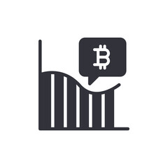 Bitcoin Falling Chart With Speech Bubble Icon