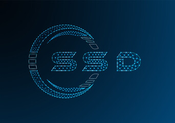 SSD low poly letter logo vector design. SSD lower poly logo design. Low poly logo.