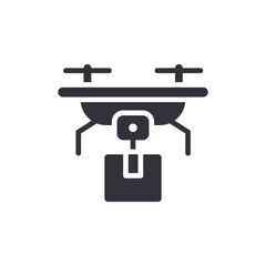 Drone Delivering Package Solid Icon Aerial Delivery Service