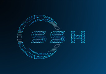 SSH low poly letter logo vector design. SSH lower poly logo design. Low poly logo.