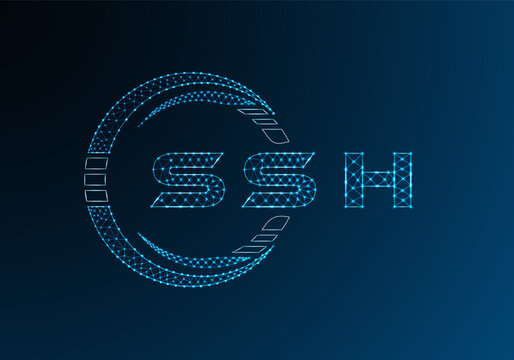 SSH low poly letter logo vector design. SSH lower poly logo design. Low poly logo.