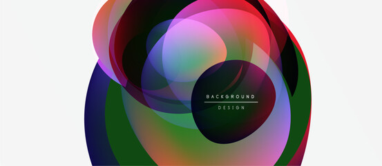 Fototapeta premium Abstract colorful circles overlap. Gradient shades create dynamic visual effect. Modern design element for backgrounds, presentations.