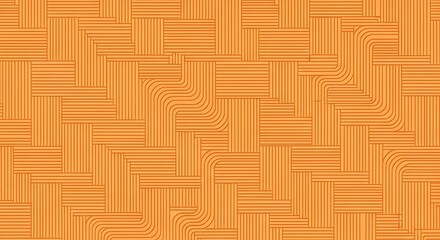 Abstract orange woven texture pattern with repeating square and striped elements