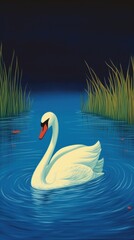 Obraz premium Swan in the lake outdoors animal nature.