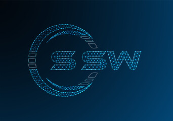 SSW low poly letter logo vector design. SSW lower poly logo design. Low poly logo.