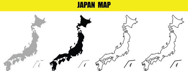 Hand made Japan map vector illustration with different styles perfect for infographic or geographic presentation