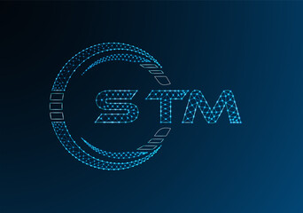STM low poly letter logo vector design. STM lower poly logo design. Low poly logo.