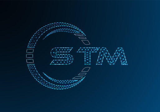 STM low poly letter logo vector design. STM lower poly logo design. Low poly logo.