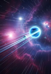 Fototapeta premium Cosmic journey through deep space with vibrant planets and nebulae in a starry galaxy scene