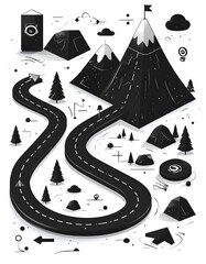 Road to Success - A Journey to the Mountain Peak.