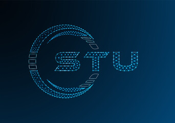 STU low poly letter logo vector design. STU lower poly logo design. Low poly logo.