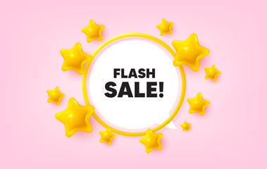 Flash sale frame banner. Speech bubble offer. Flash Sale tag. Special offer price sign. Advertising Discounts symbol. 3d stars glitter tag. Golden frame banner. Vector