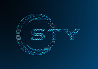 STY low poly letter logo vector design. STY lower poly logo design. Low poly logo.