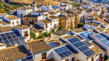 Fototapeta premium View of Jaen rooftops in Andalusia with solar panels