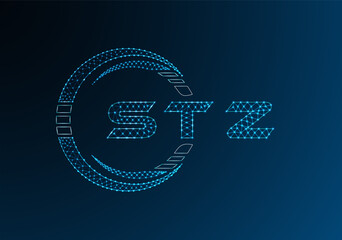 STZ low poly letter logo vector design. STZ lower poly logo design. Low poly logo.