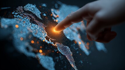 Interactive digital map highlighting geographical data insights global context visual representation close-up view