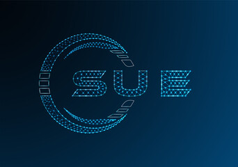 SUE low poly letter logo vector design. SUE lower poly logo design. Low poly logo.