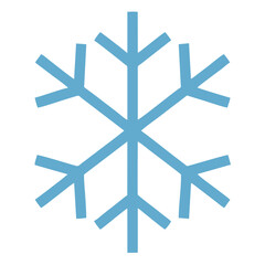 Light Blue Snowflake Icon with Symmetrical Geometric Design and Six Points.