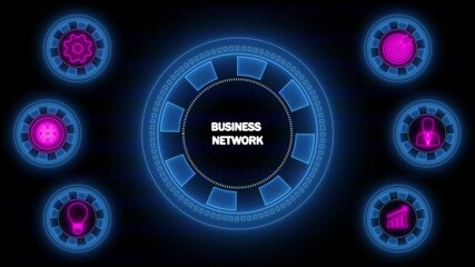 Digital Business Network Concept with Futuristic Interface and Icons technology connection - Powered by Adobe