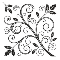 Swirling Black Floral Vine Graphic

