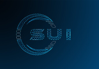 SUI low poly letter logo vector design. SUI lower poly logo design. Low poly logo.