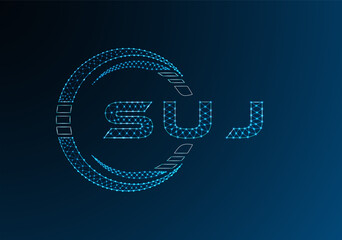 SUJ low poly letter logo vector design. SUJ lower poly logo design. Low poly logo.