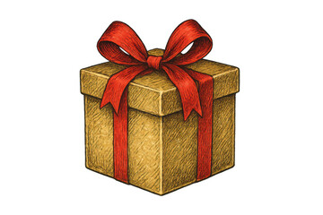 Obraz premium Gift box illustration with a red ribbon and bow, representing celebration, presents, and thoughtful giving on a transparent background