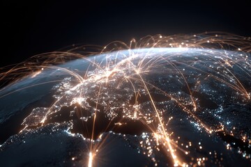 Stunning Visualization of Global Connectivity with Bright Network Lines