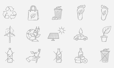 Fototapeta premium Eco-friendly lifestyle icons representing sustainability, recycling, and green energy for a better planet