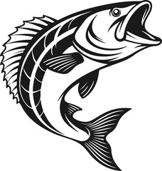 A black fish silhouette vector tattoo illustration design with a tribal symbol art