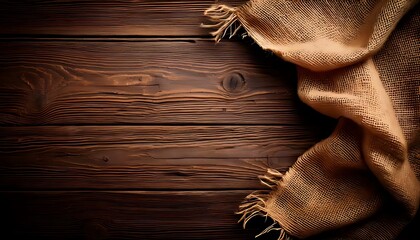 Rustic Burlap on Dark Wood - A Warm and Textured Background.