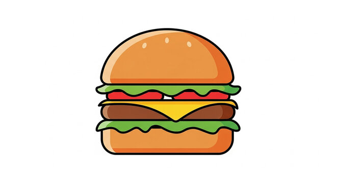 A colorful cartoon illustration depicting a delicious stacked cheeseburger design
