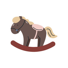 Rocking horse toy. Cartoon flat vector illustration on a white background.
