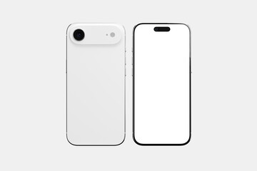 Sleek Mobile Devices Showcasing Front and Rear Designs on Blank Surface